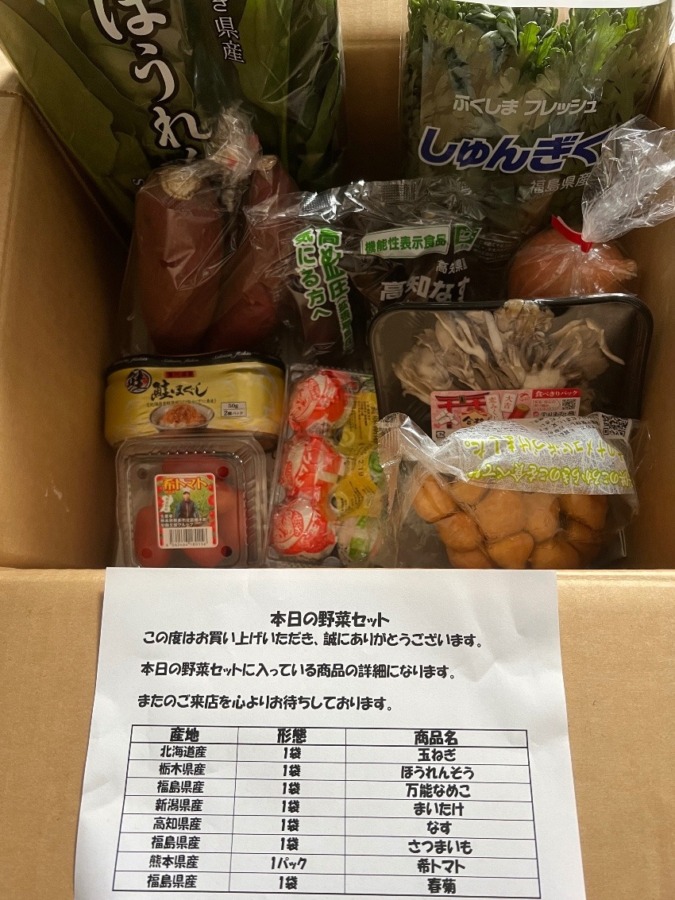 お野菜セットが届きました🍅🍆🥬🧅🥚🍠🍄