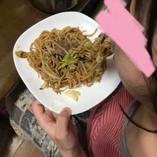 戴いた【九州産豚肉】でだいすきな焼きそばを作りました