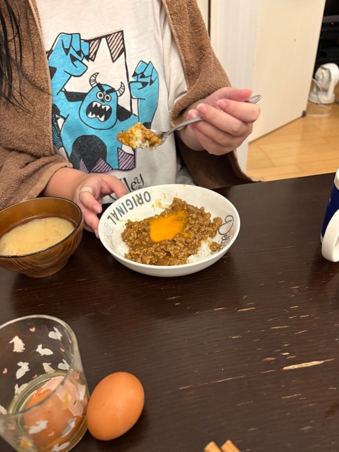 戴いた豚ひき肉でキーマカレー