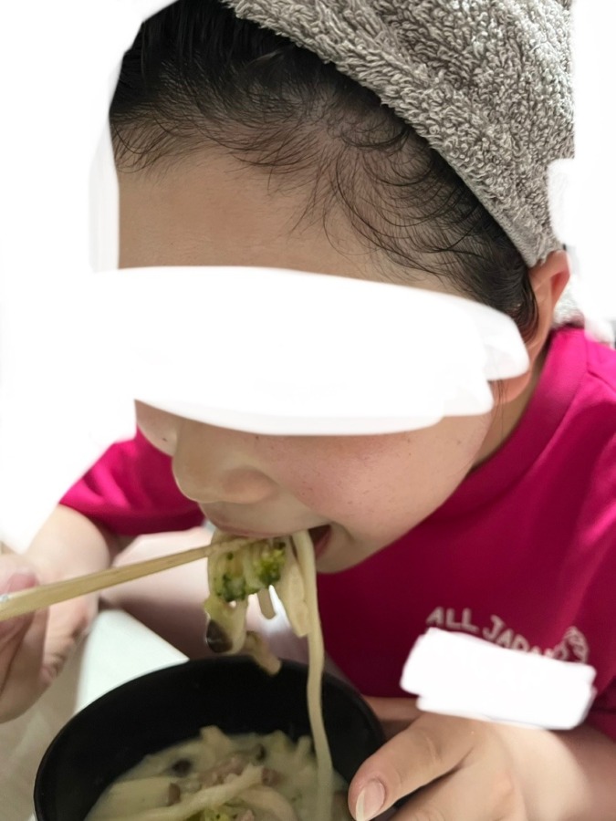 戴いたお野菜でミルクスープうどん🍲