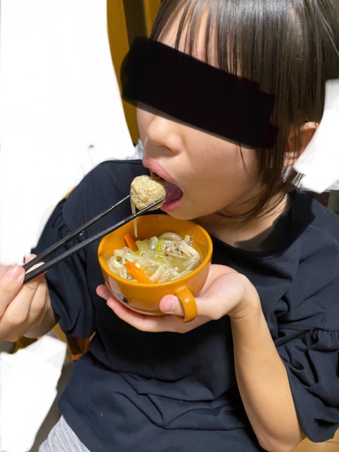 戴いた【肉団子】でうどん入り鍋をしました