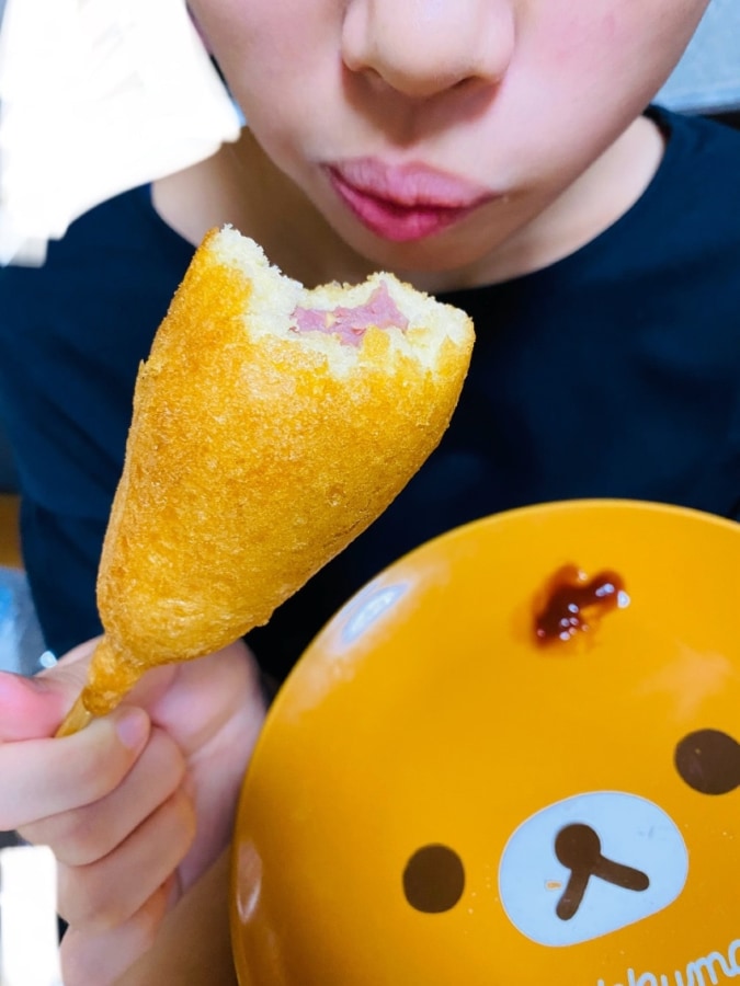 戴いた【アメリカンドッグ】を食べました